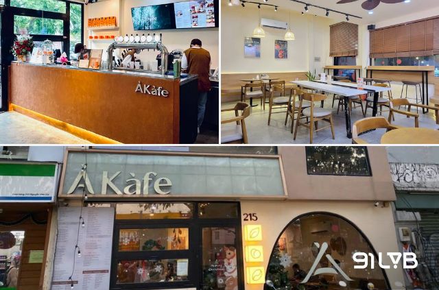 Không gian tại À Kàfe được thiết kế hiện đại với nhiều góc ngồi thoải mái cho những buổi gặp gỡ nhẹ nhàng