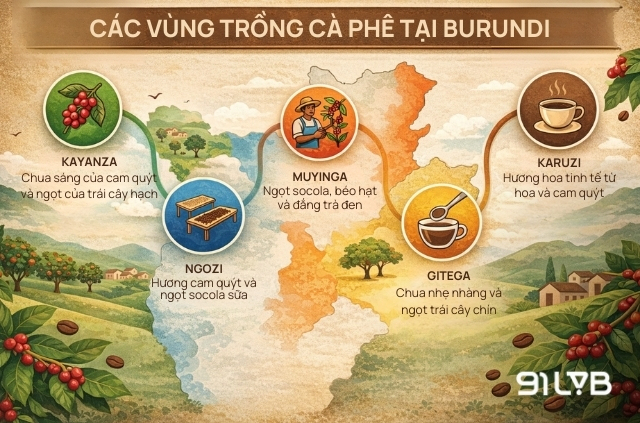 Các vùng trồng cà phê tại Burundi