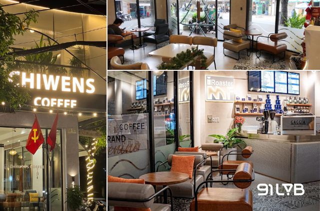Góc ngồi gần cửa kính tại Chiwens Coffee khá dễ chịu, vừa uống cà phê vừa nhìn dòng xe qua lại trên phố