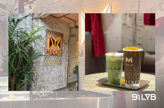 Một góc Mochu Coffee and Tea Quận 10 với thiết kế đơn giản và nhiều thức uống hấp dẫn