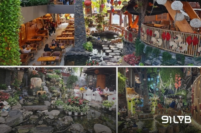 Cafe Miền Thảo Mộc là quán cà phê sân vườn quận 11 có không gian thoáng mát với nhiều mảng xanh cây cối đan xen cùng những chiếc đèn lồng rực rỡ