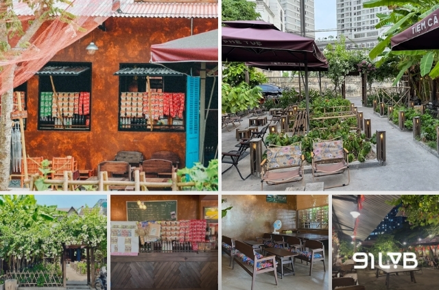 Tiệm Cà Phê Tuệ tái hiện lại một miền quê xưa với nét giao thoa giữa vẻ dân dã miền Tây và chút hương sắc Đà Lạt.