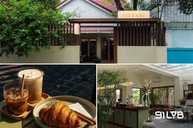 Rennoki Café mang vibe nhẹ nhàng với không gian mở và nhiều ánh sáng