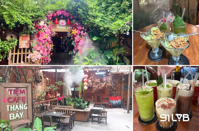 Tiệm Cafe Tháng Bảy mang đến cảm giác như một khu vườn nhỏ với những góc ngồi thoáng đãng và menu đồ uống đa dạng cho buổi hẹn cà phê