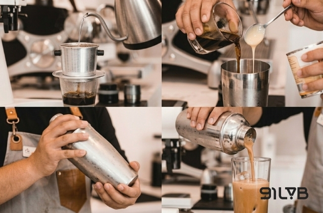 Các bước làm cà phê nâu lắc ngon chuẩn vị