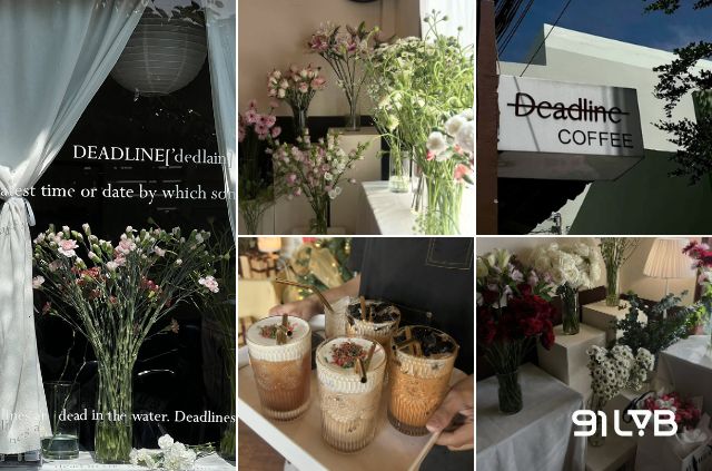 Điểm nhấn xanh mát từ những chậu cọ hòa quyện cùng sắc hoa rực rỡ, mang đến sức sống mới cho quán