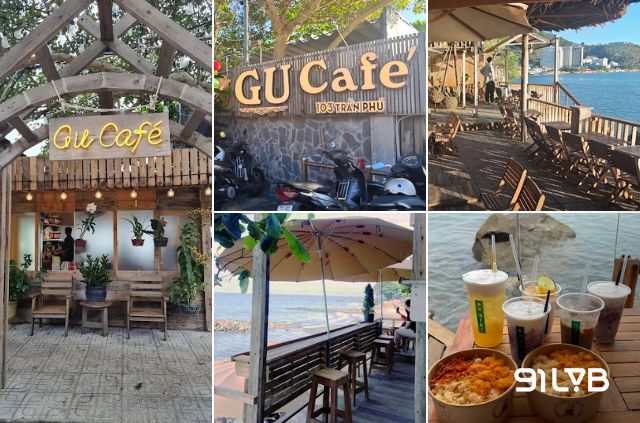 Lối đi bộ xuống khu bờ đá sát mặt nước là điểm đặc biệt có tại GU CAFE