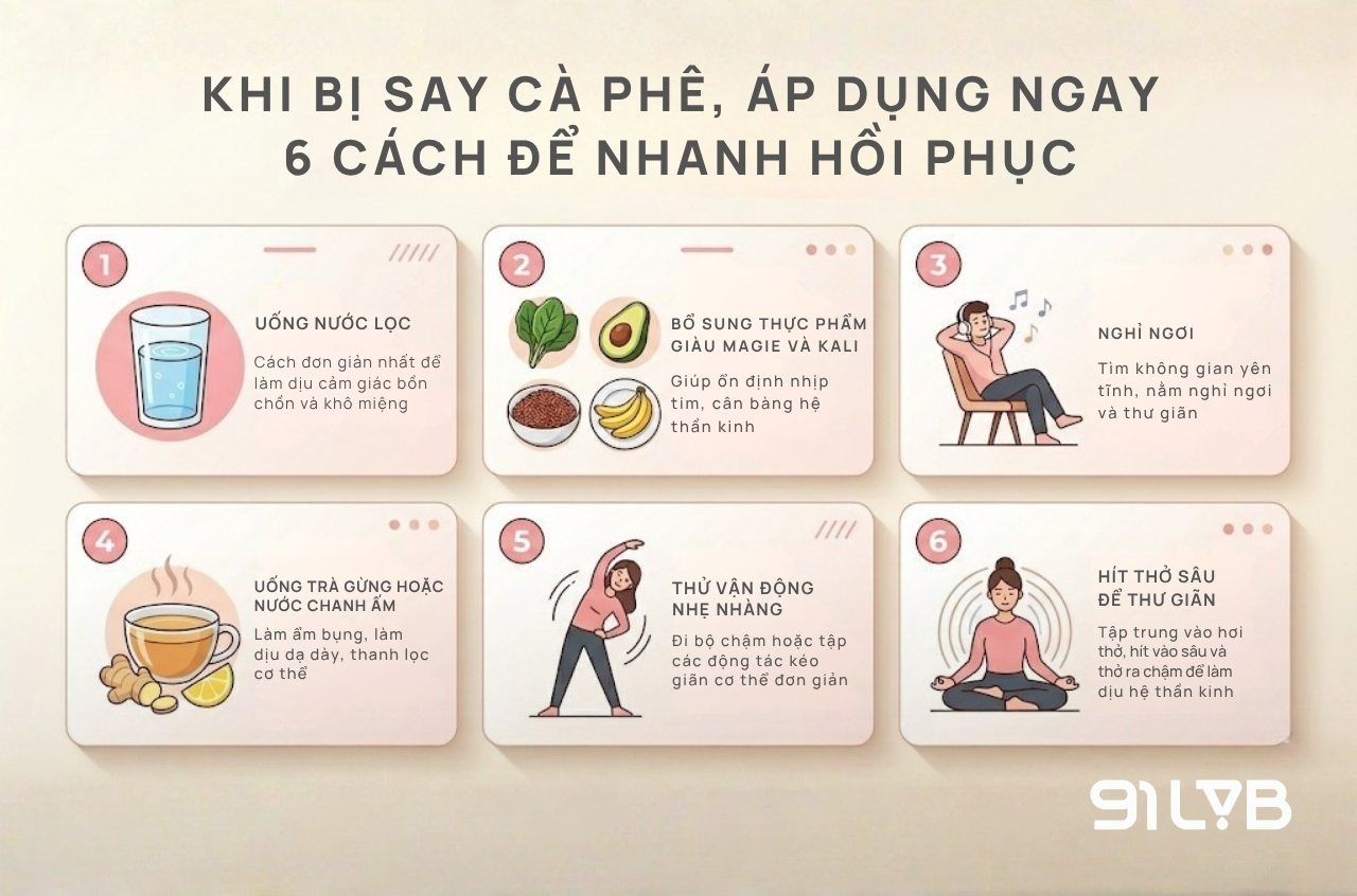 6 cách để nhanh hồi phục khi bị say cà phê