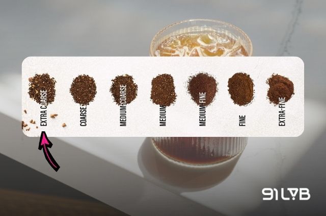 Minh họa mức xay thô dành cho cà phê pha Cold Brew