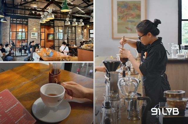 The Workshop Coffee theo đuổi mô hình xưởng cà phê đặc sản (Specialty Coffee) với khu vực pha chế đặt ngay vị trí trung tâm.