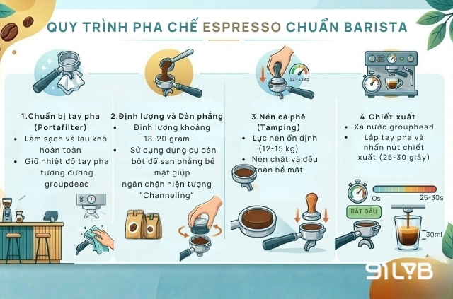 Quy trình pha chế cà phê Espresso
