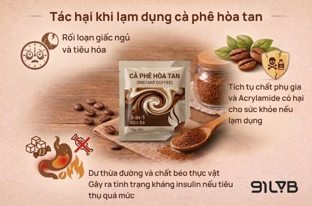 Tác hại khi lạm dụng cà phê sữa hòa tan