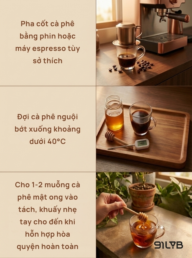 Chỉ cần thêm một bước khuấy mật ong là tách cà phê của bạn đã có điểm nhấn hơn rồi đó!