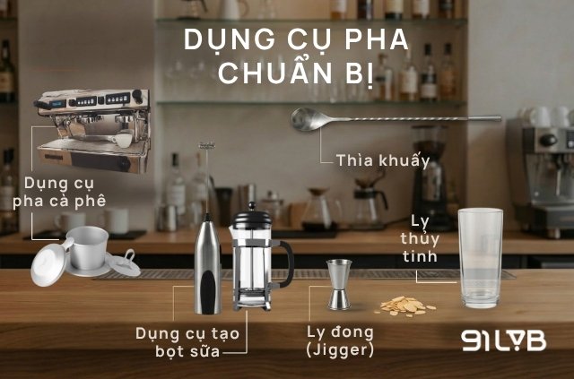 Dụng cụ cơ bản để tự tay pha chế cà phê hạnh nhân tại nhà