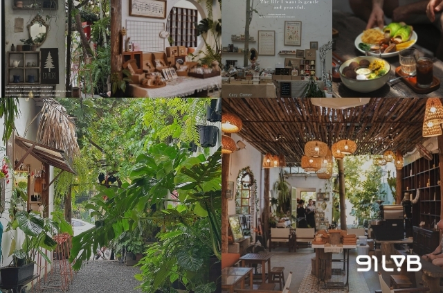 Cam Coffee n More thu hút du khách bởi không gian sân vườn mộc mạc, rợp bóng cây xanh