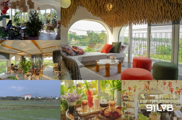 Miss Hội An Cafe mở ra một tầm nhìn khoáng đạt ngay giữa cánh đồng lúa xanh rì.