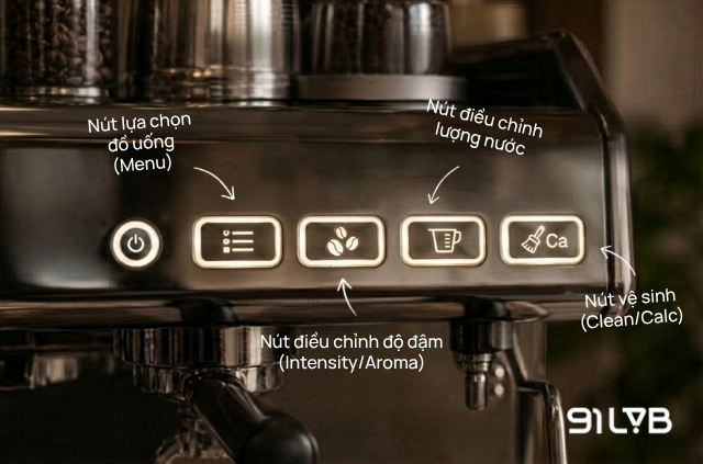 Các nút trên máy pha espresso tự động