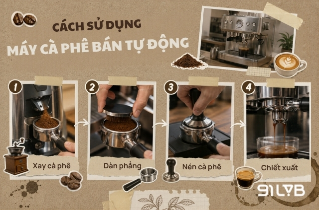 Cách sử dụng máy pha espresso bán tự động