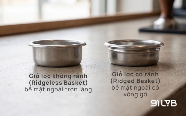 Giỏ lọc không rãnh (Ridgeless) và có rãnh (Ridged)